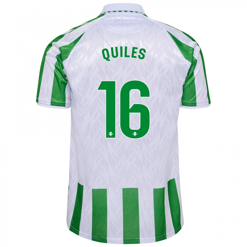 Børn Violeta García Quiles #16 Grønne Hvide Striber Hjemmebane Spillertrøjer 2024/25 Trøje T-Shirt