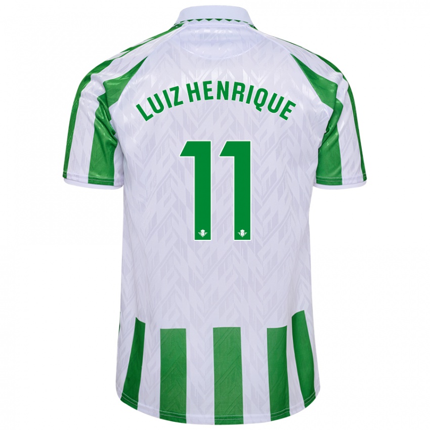 Børn Luiz Henrique #11 Grønne Hvide Striber Hjemmebane Spillertrøjer 2024/25 Trøje T-Shirt