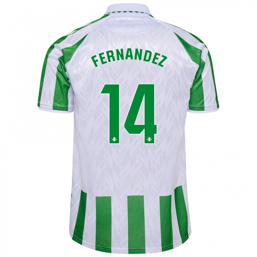 Børn Quique Fernández #14 Grønne Hvide Striber Hjemmebane Spillertrøjer 2024/25 Trøje T-Shirt