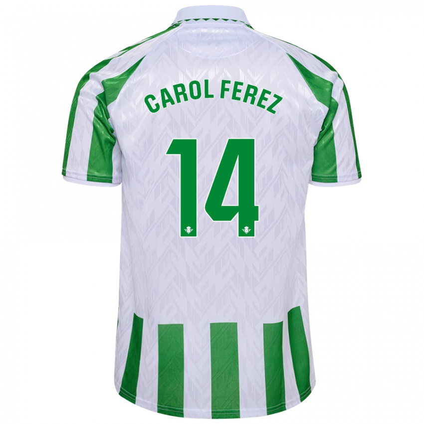 Børn Carolina Férez Méndez #14 Grønne Hvide Striber Hjemmebane Spillertrøjer 2024/25 Trøje T-Shirt