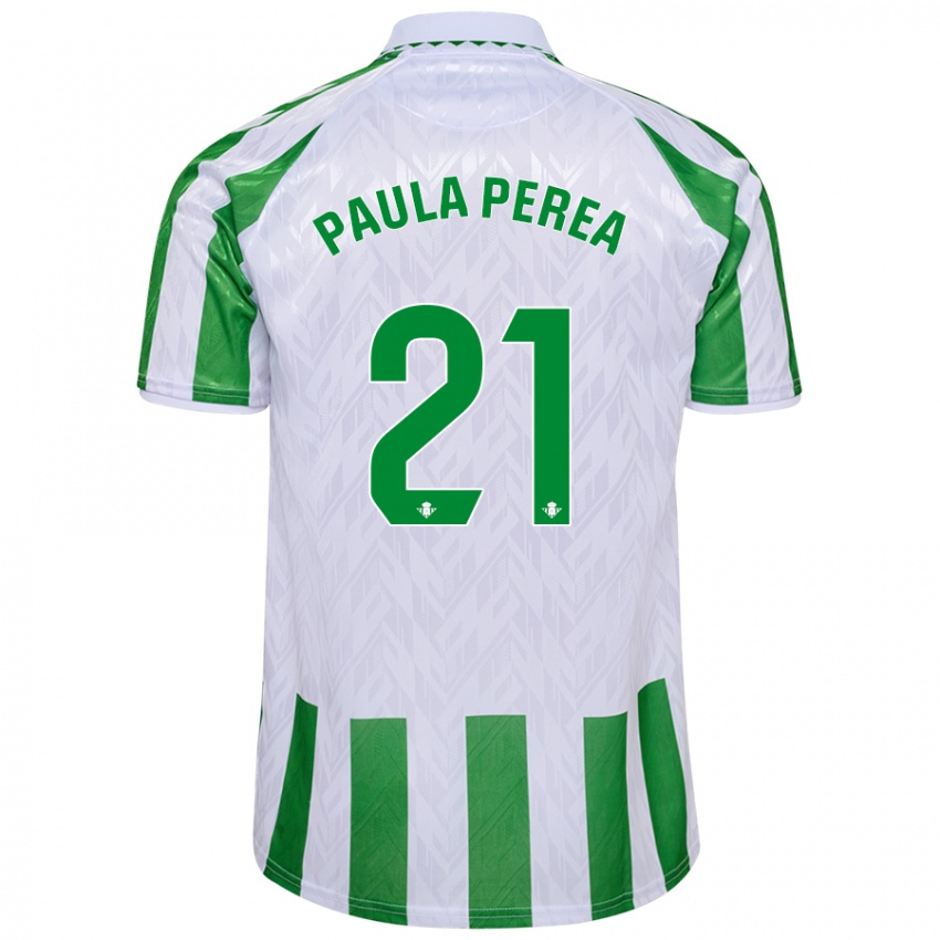 Børn Paula Perea Ramírez #21 Grønne Hvide Striber Hjemmebane Spillertrøjer 2024/25 Trøje T-Shirt