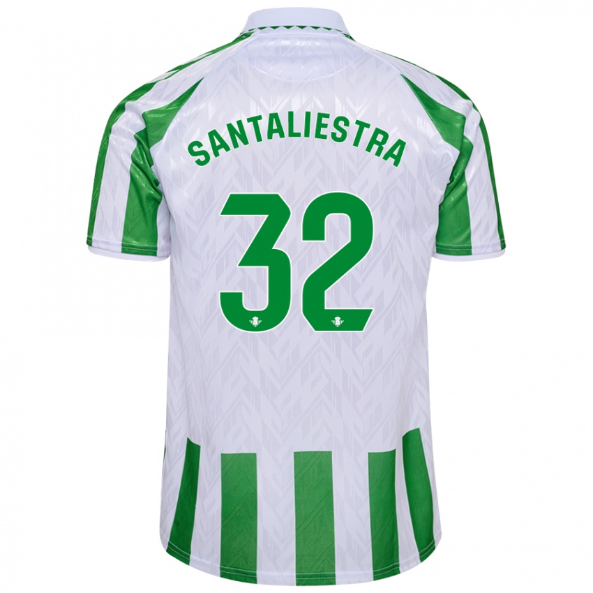 Børn Carla Santaliestra #32 Grønne Hvide Striber Hjemmebane Spillertrøjer 2024/25 Trøje T-Shirt