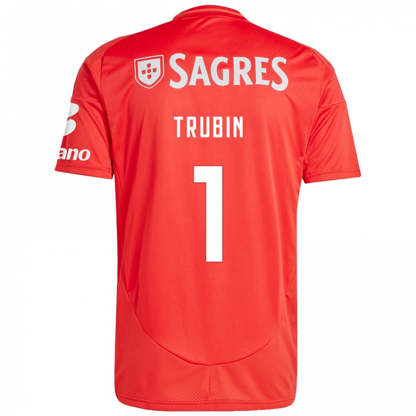 Børn Anatoliy Trubin #1 Rød Hvid Hjemmebane Spillertrøjer 2024/25 Trøje T-Shirt