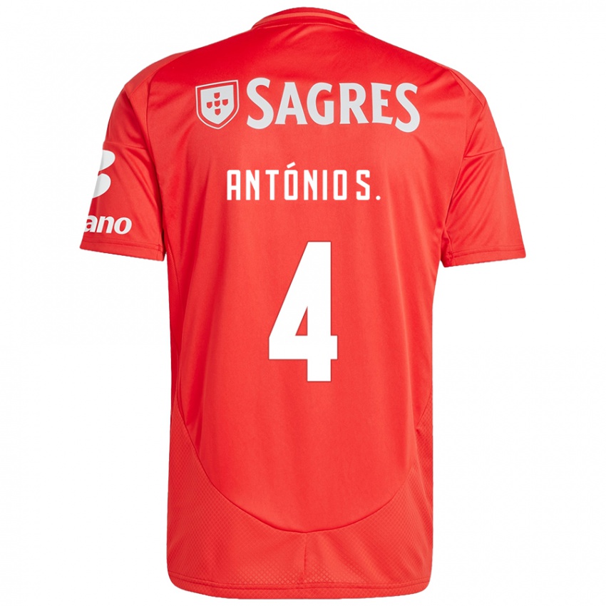 Børn António Silva #4 Rød Hvid Hjemmebane Spillertrøjer 2024/25 Trøje T-Shirt