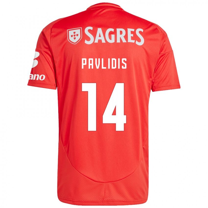 Børn Vangelis Pavlidis #14 Rød Hvid Hjemmebane Spillertrøjer 2024/25 Trøje T-Shirt