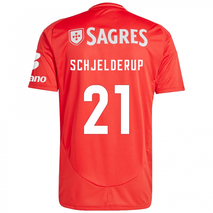 Børn Andreas Schjelderup #21 Rød Hvid Hjemmebane Spillertrøjer 2024/25 Trøje T-Shirt