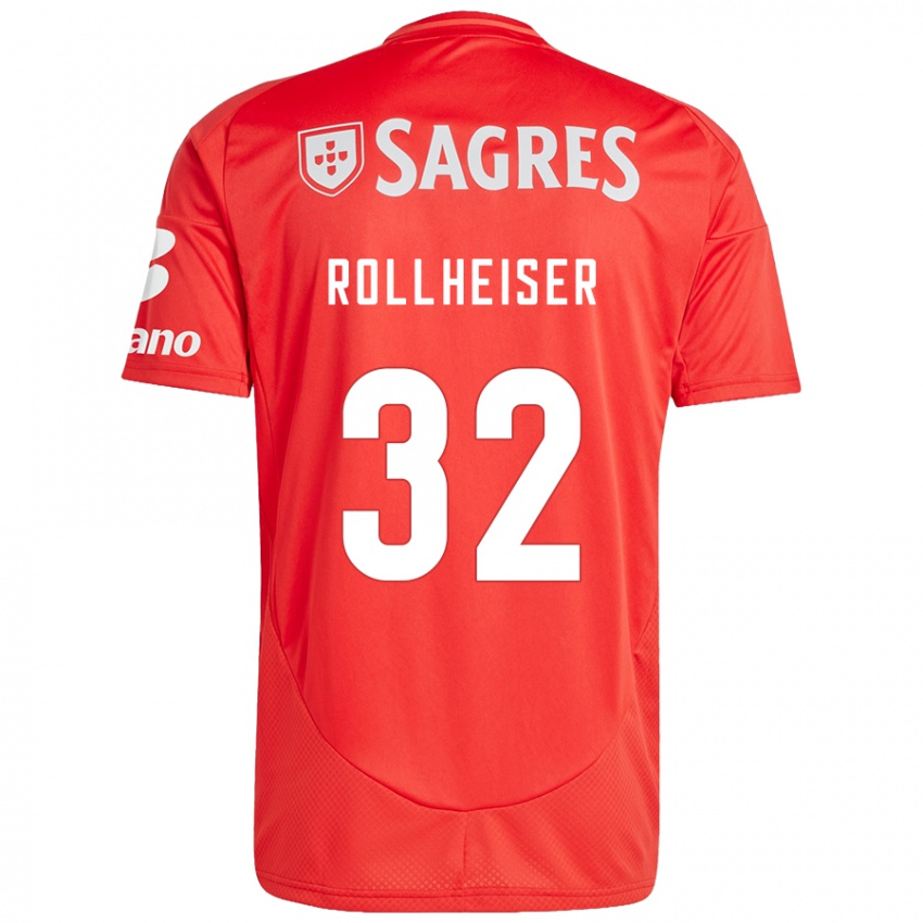 Børn Benjamín Rollheiser #32 Rød Hvid Hjemmebane Spillertrøjer 2024/25 Trøje T-Shirt