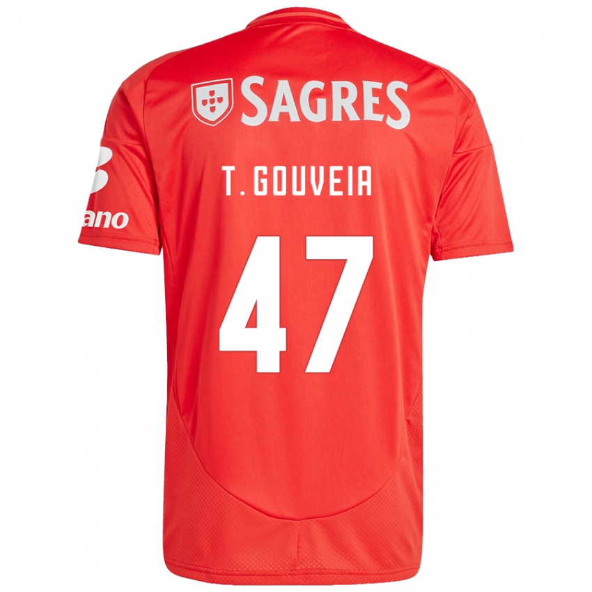 Børn Tiago Gouveia #47 Rød Hvid Hjemmebane Spillertrøjer 2024/25 Trøje T-Shirt