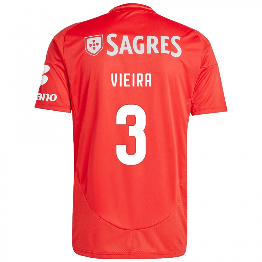 Børn Miguel Vieira #3 Rød Hvid Hjemmebane Spillertrøjer 2024/25 Trøje T-Shirt