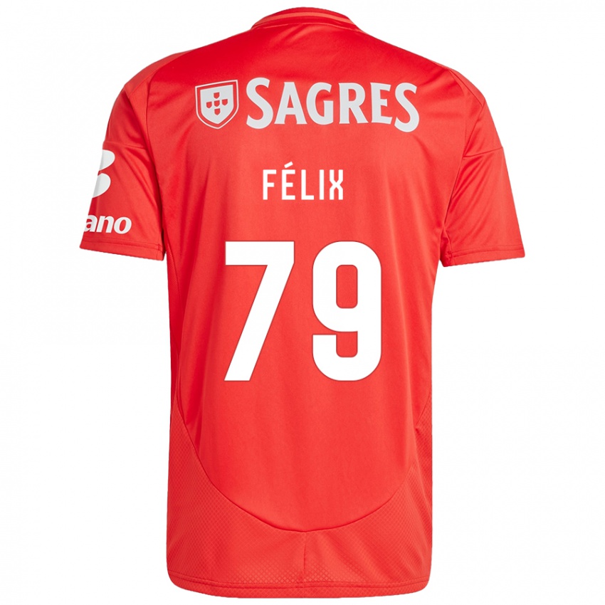 Børn Hugo Félix #79 Rød Hvid Hjemmebane Spillertrøjer 2024/25 Trøje T-Shirt