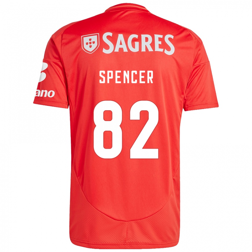 Børn Diogo Spencer #82 Rød Hvid Hjemmebane Spillertrøjer 2024/25 Trøje T-Shirt