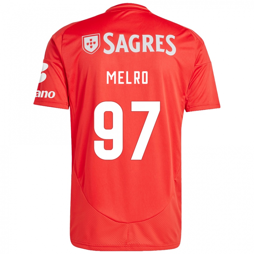 Børn José Melro #97 Rød Hvid Hjemmebane Spillertrøjer 2024/25 Trøje T-Shirt