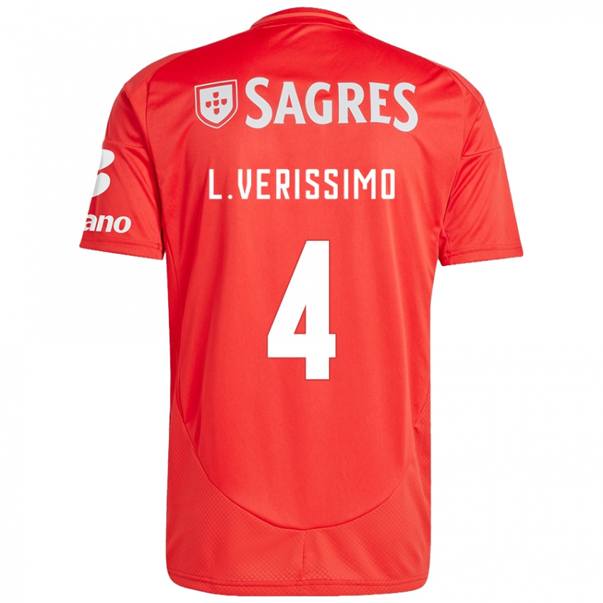 Børn Lucas Verissimo #4 Rød Hvid Hjemmebane Spillertrøjer 2024/25 Trøje T-Shirt