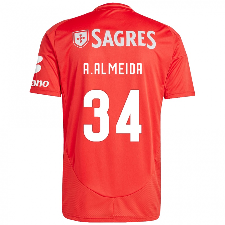 Børn Andre Almeida #34 Rød Hvid Hjemmebane Spillertrøjer 2024/25 Trøje T-Shirt