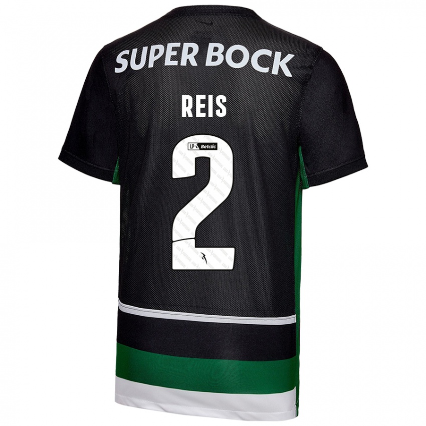 Børn Matheus Reis #2 Sort Hvid Grøn Hjemmebane Spillertrøjer 2024/25 Trøje T-Shirt