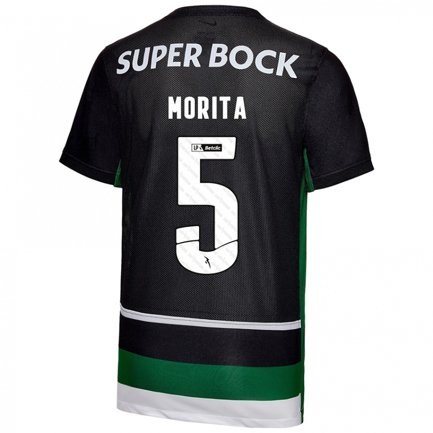 Børn Hidemasa Morita #5 Sort Hvid Grøn Hjemmebane Spillertrøjer 2024/25 Trøje T-Shirt