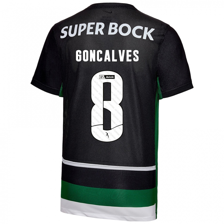 Børn Pedro Gonçalves #8 Sort Hvid Grøn Hjemmebane Spillertrøjer 2024/25 Trøje T-Shirt