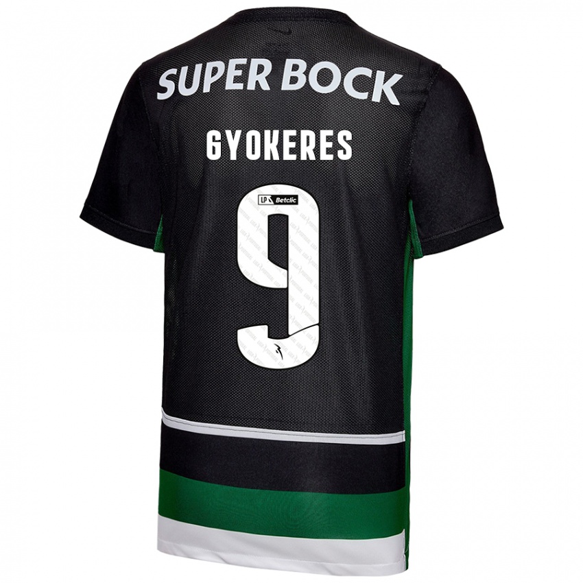 Børn Viktor Gyökeres #9 Sort Hvid Grøn Hjemmebane Spillertrøjer 2024/25 Trøje T-Shirt