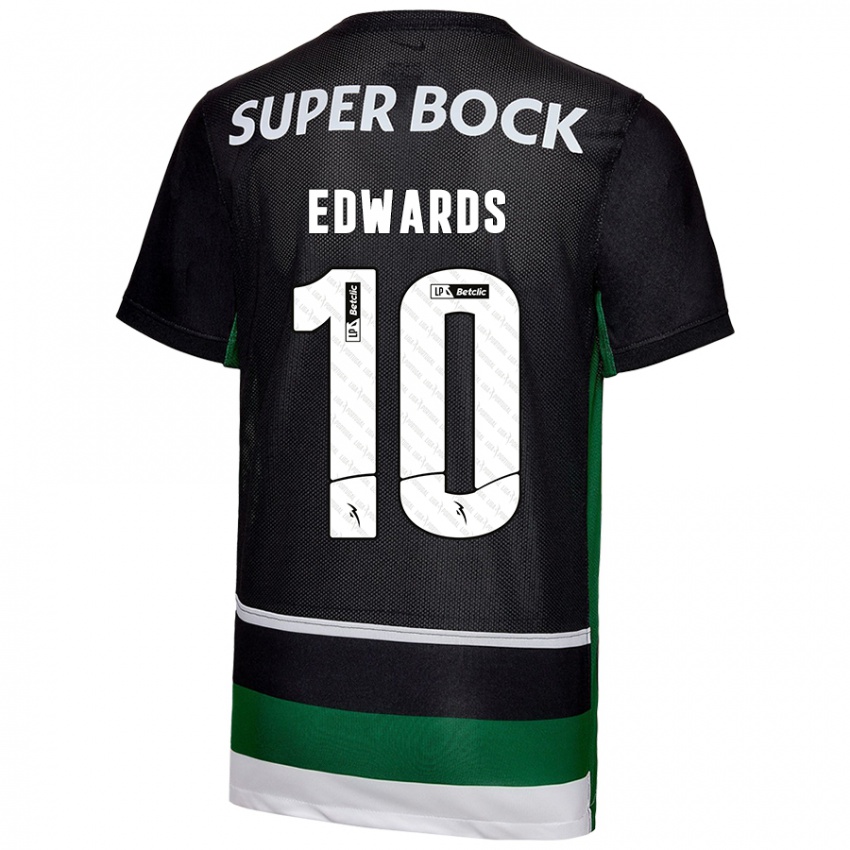 Børn Marcus Edwards #10 Sort Hvid Grøn Hjemmebane Spillertrøjer 2024/25 Trøje T-Shirt