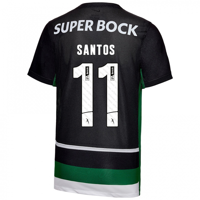 Børn Nuno Santos #11 Sort Hvid Grøn Hjemmebane Spillertrøjer 2024/25 Trøje T-Shirt