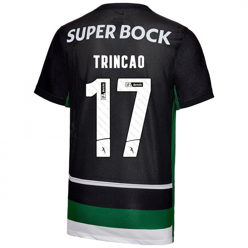 Børn Trincão #17 Sort Hvid Grøn Hjemmebane Spillertrøjer 2024/25 Trøje T-Shirt