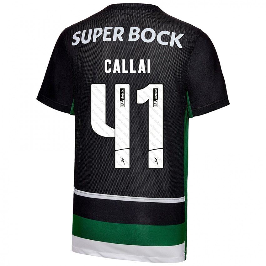 Børn Diego Callai #41 Sort Hvid Grøn Hjemmebane Spillertrøjer 2024/25 Trøje T-Shirt