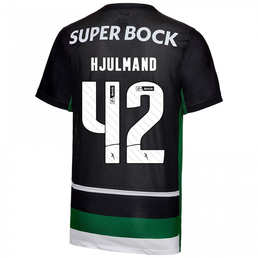 Børn Morten Hjulmand #42 Sort Hvid Grøn Hjemmebane Spillertrøjer 2024/25 Trøje T-Shirt