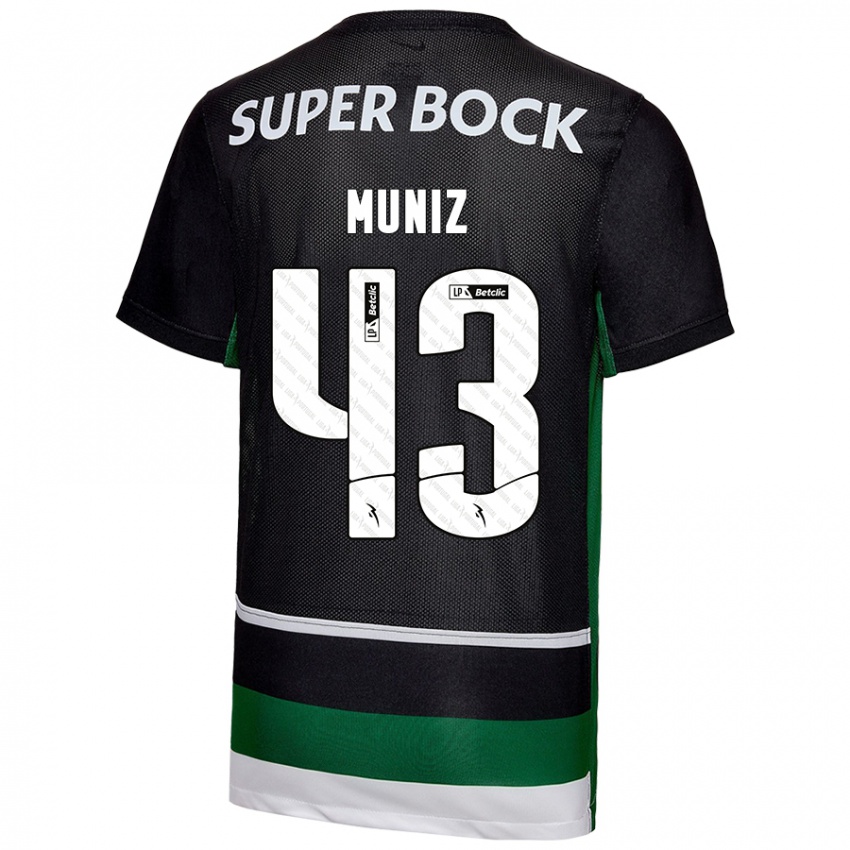 Børn João Muniz #43 Sort Hvid Grøn Hjemmebane Spillertrøjer 2024/25 Trøje T-Shirt