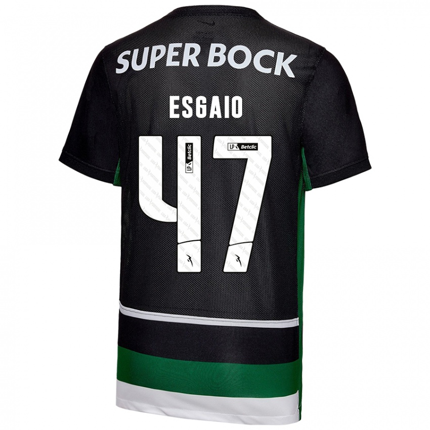 Børn Ricardo Esgaio #47 Sort Hvid Grøn Hjemmebane Spillertrøjer 2024/25 Trøje T-Shirt