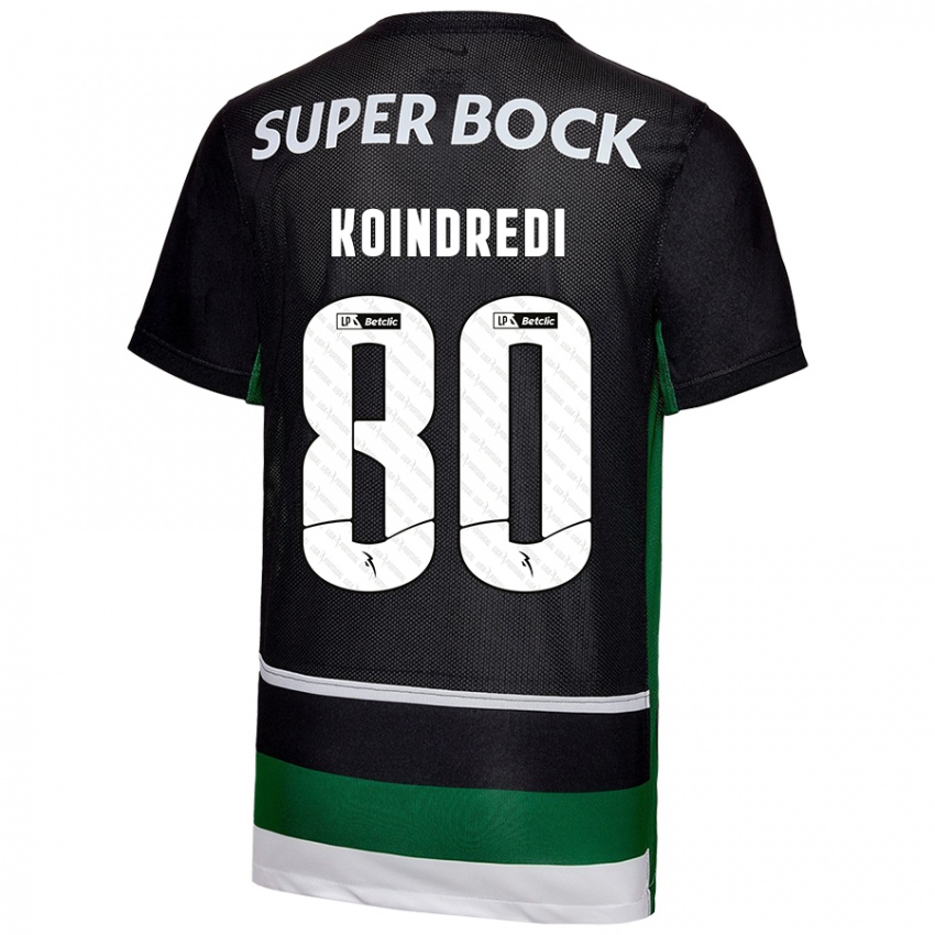 Børn Koba Koindredi #80 Sort Hvid Grøn Hjemmebane Spillertrøjer 2024/25 Trøje T-Shirt