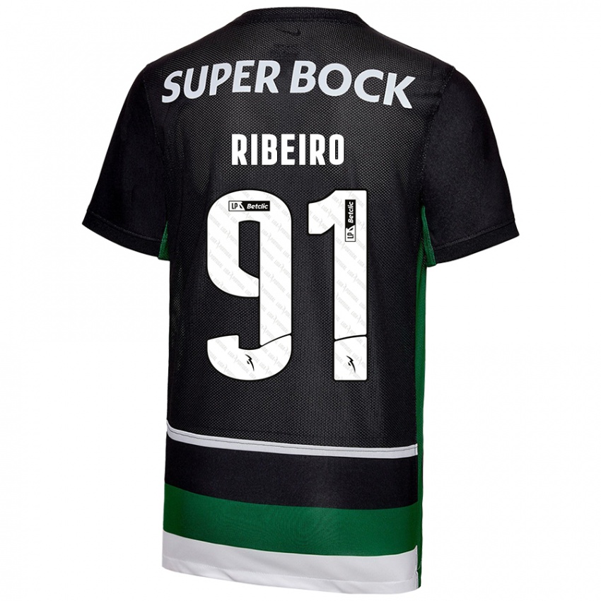 Børn Rodrigo Ribeiro #91 Sort Hvid Grøn Hjemmebane Spillertrøjer 2024/25 Trøje T-Shirt