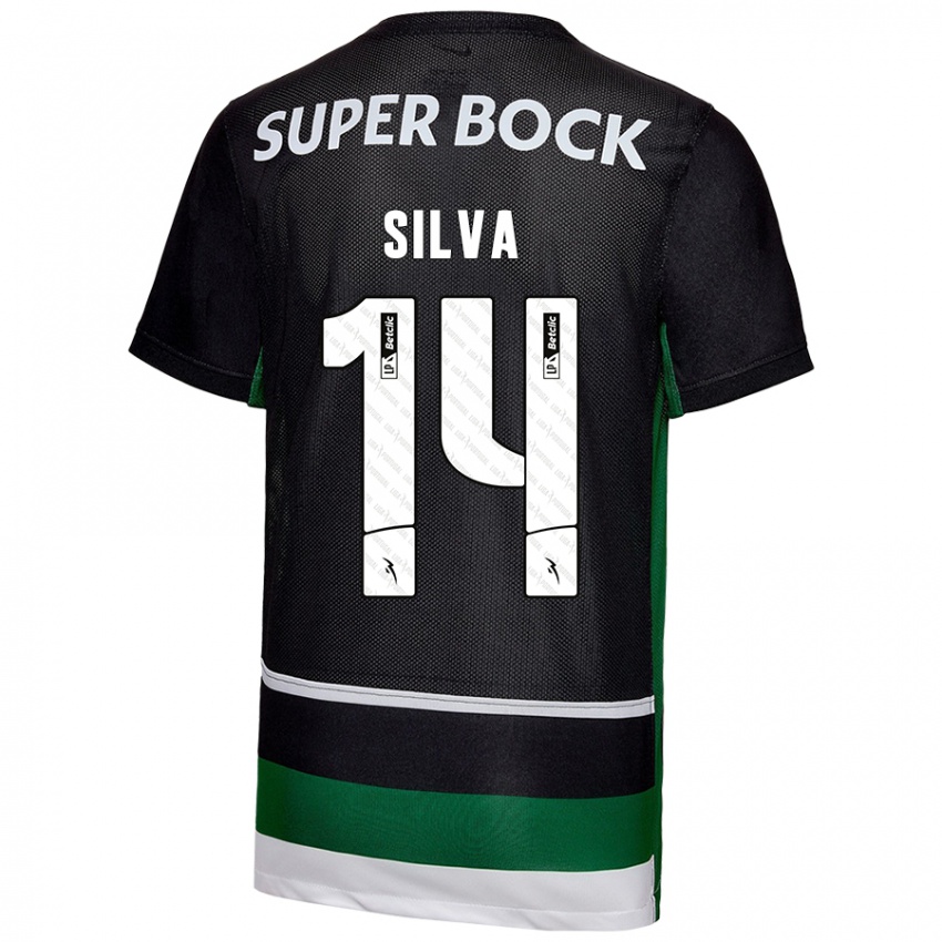 Børn Guilherme Silva #14 Sort Hvid Grøn Hjemmebane Spillertrøjer 2024/25 Trøje T-Shirt