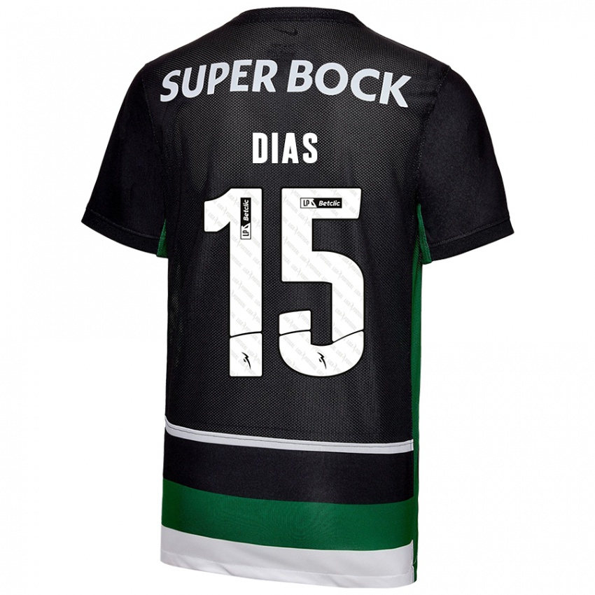 Børn Rodrigo Dias #15 Sort Hvid Grøn Hjemmebane Spillertrøjer 2024/25 Trøje T-Shirt