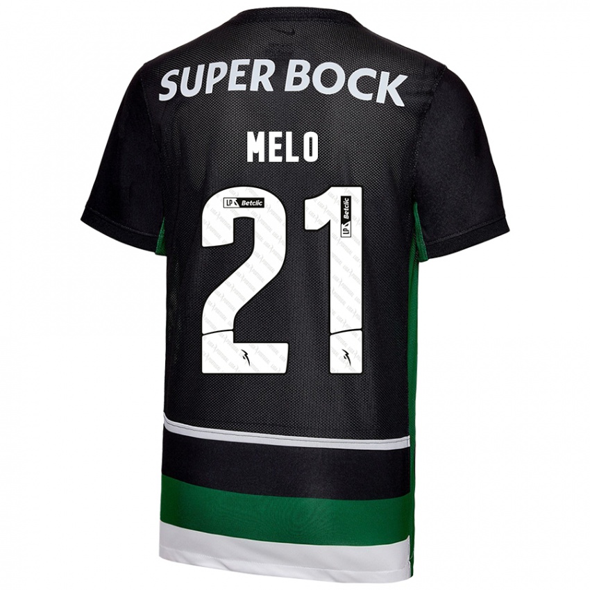 Børn Gabriel Melo #21 Sort Hvid Grøn Hjemmebane Spillertrøjer 2024/25 Trøje T-Shirt