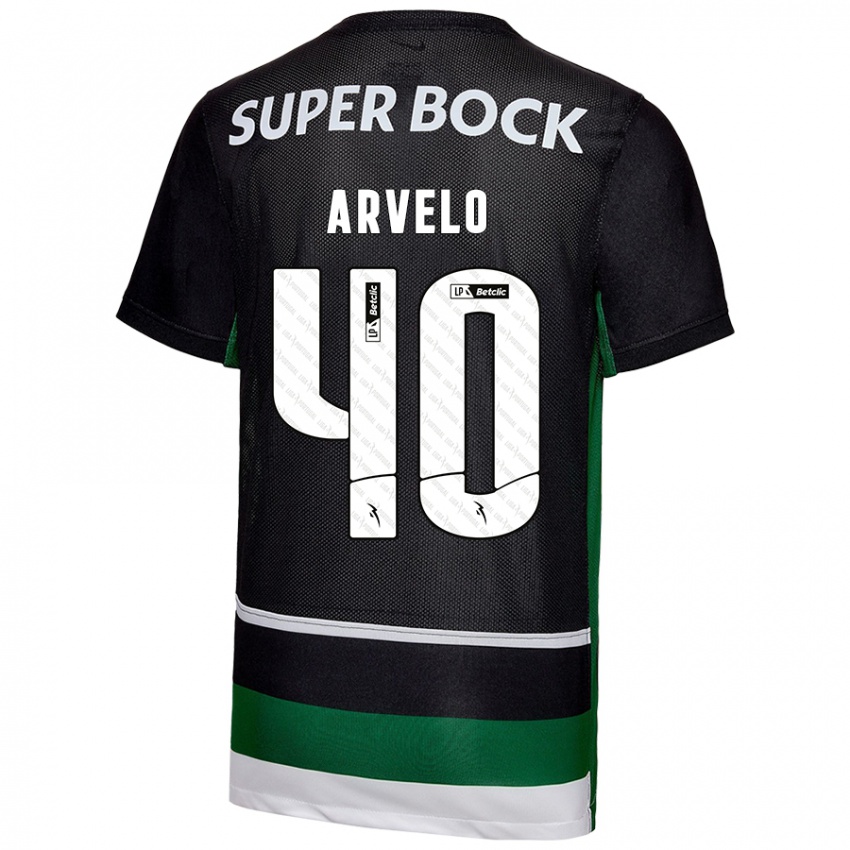 Børn Adam Arvelo #40 Sort Hvid Grøn Hjemmebane Spillertrøjer 2024/25 Trøje T-Shirt