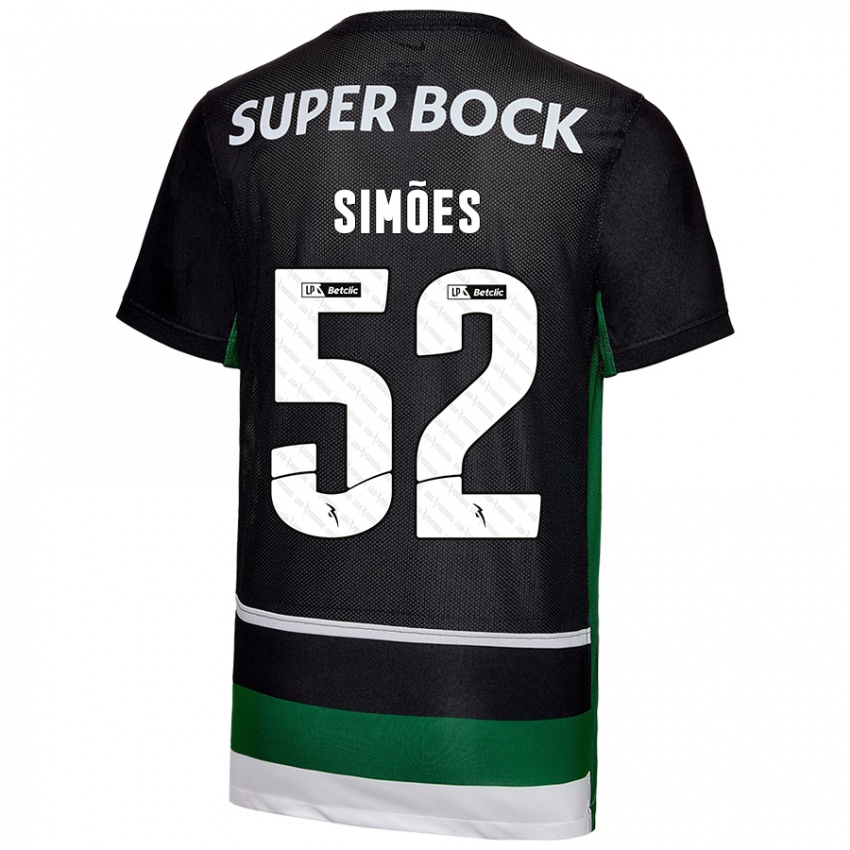 Børn João Simões #52 Sort Hvid Grøn Hjemmebane Spillertrøjer 2024/25 Trøje T-Shirt