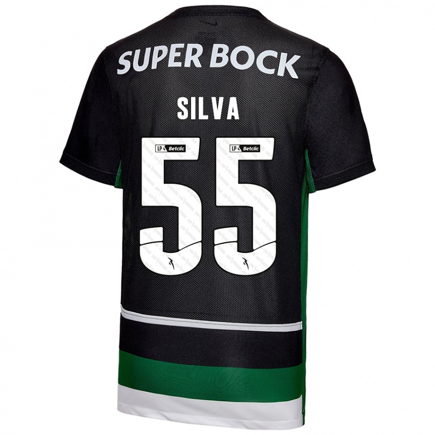 Børn José Silva #55 Sort Hvid Grøn Hjemmebane Spillertrøjer 2024/25 Trøje T-Shirt