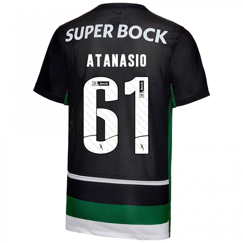 Børn Atanásio #61 Sort Hvid Grøn Hjemmebane Spillertrøjer 2024/25 Trøje T-Shirt