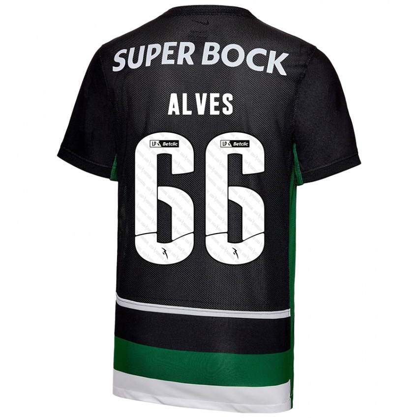 Børn Miguel Alves #66 Sort Hvid Grøn Hjemmebane Spillertrøjer 2024/25 Trøje T-Shirt