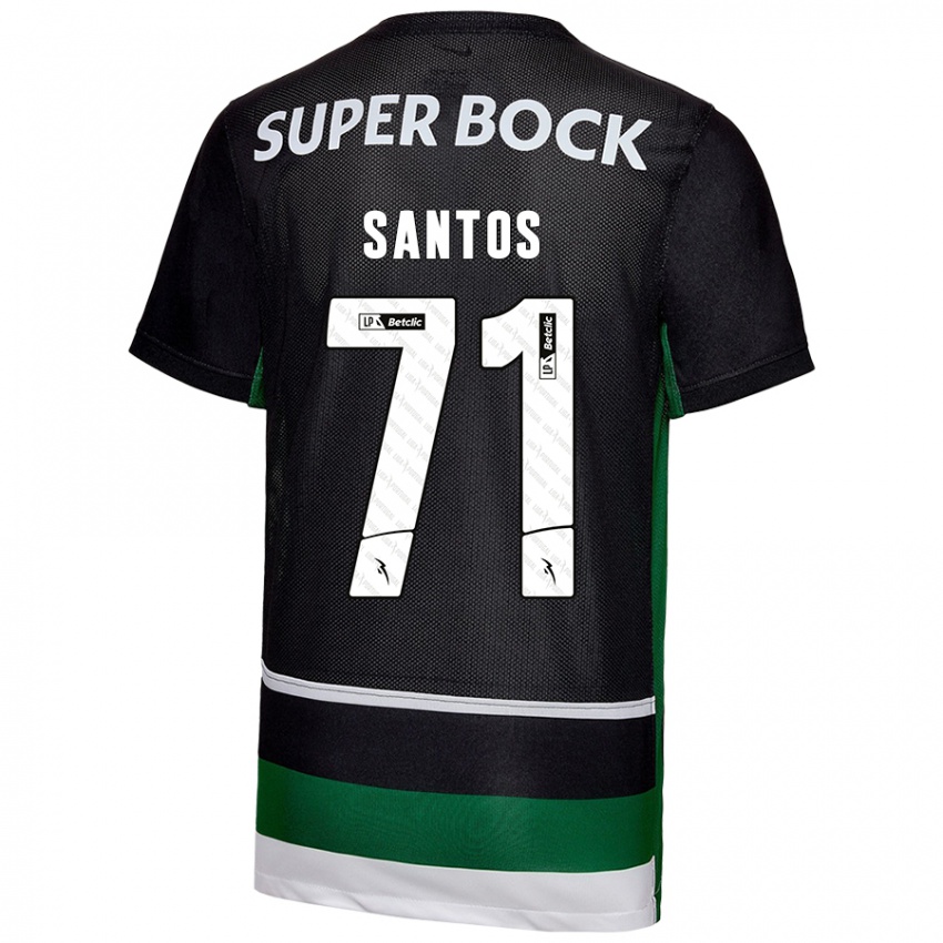 Børn Denilson Santos #71 Sort Hvid Grøn Hjemmebane Spillertrøjer 2024/25 Trøje T-Shirt