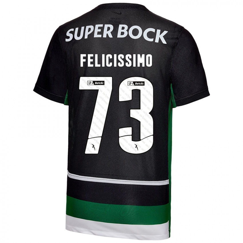 Børn Eduardo Felicíssimo #73 Sort Hvid Grøn Hjemmebane Spillertrøjer 2024/25 Trøje T-Shirt