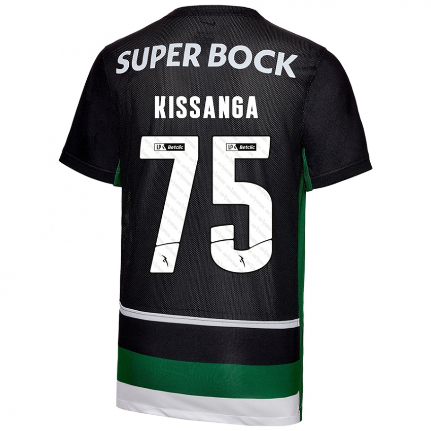 Børn Manuel Kissanga #75 Sort Hvid Grøn Hjemmebane Spillertrøjer 2024/25 Trøje T-Shirt