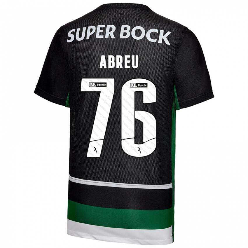 Børn Diogo Abreu #76 Sort Hvid Grøn Hjemmebane Spillertrøjer 2024/25 Trøje T-Shirt