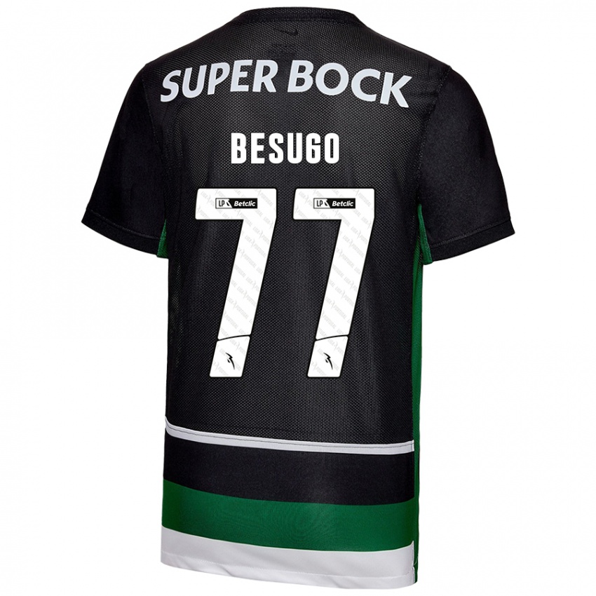 Børn Rafael Besugo #77 Sort Hvid Grøn Hjemmebane Spillertrøjer 2024/25 Trøje T-Shirt