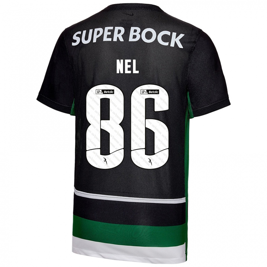 Børn Rafael Nel #86 Sort Hvid Grøn Hjemmebane Spillertrøjer 2024/25 Trøje T-Shirt