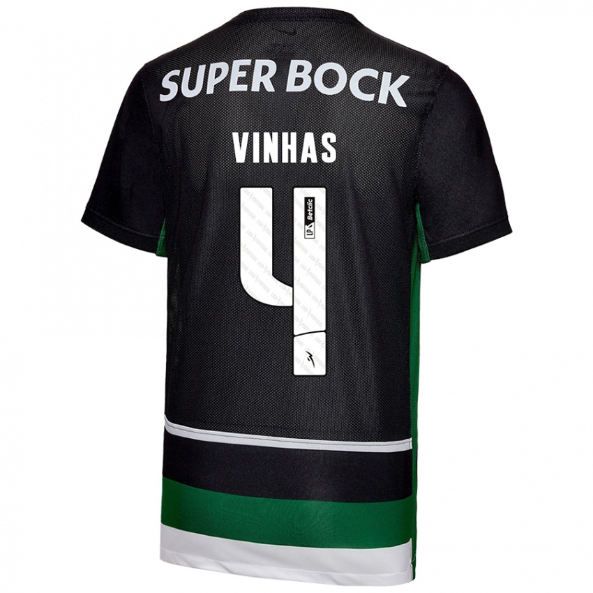 Børn Gabriela Vinhas #4 Sort Hvid Grøn Hjemmebane Spillertrøjer 2024/25 Trøje T-Shirt