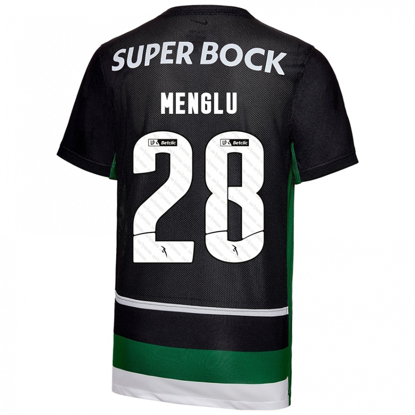 Børn Shen Menglu #28 Sort Hvid Grøn Hjemmebane Spillertrøjer 2024/25 Trøje T-Shirt