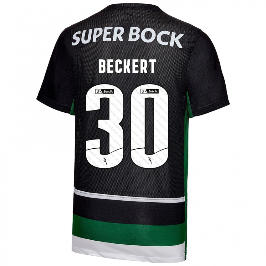 Børn Carolina Beckert #30 Sort Hvid Grøn Hjemmebane Spillertrøjer 2024/25 Trøje T-Shirt