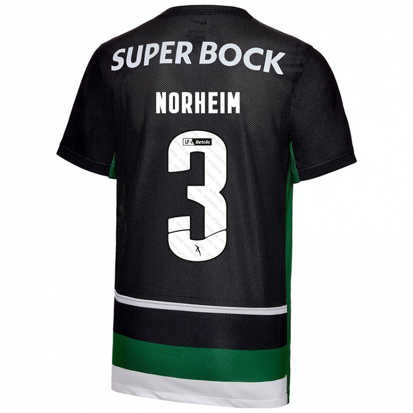 Børn Andrea Norheim #3 Sort Hvid Grøn Hjemmebane Spillertrøjer 2024/25 Trøje T-Shirt