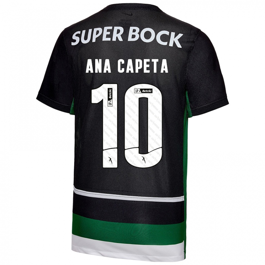 Børn Ana Capeta #10 Sort Hvid Grøn Hjemmebane Spillertrøjer 2024/25 Trøje T-Shirt